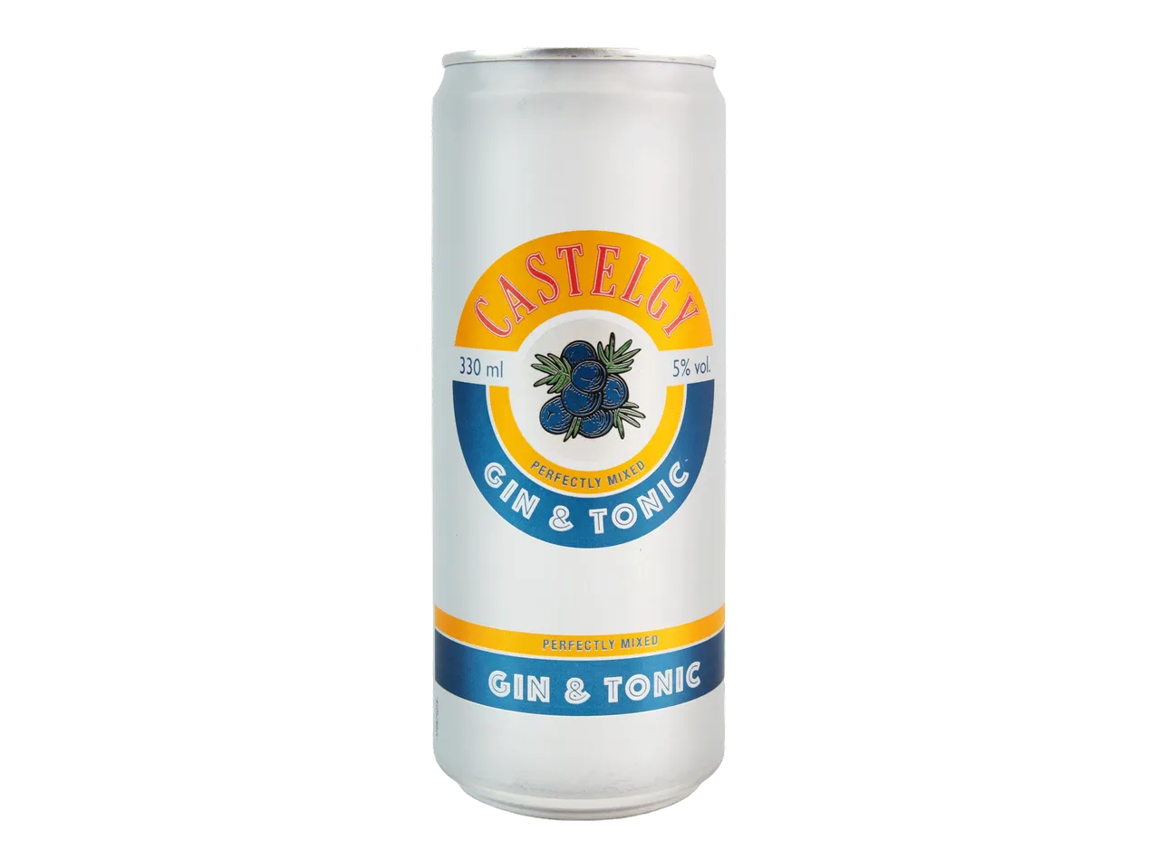 Limena konzerva džin-tonika sa bobicama kleke, 330 ml, 5% alkohola.