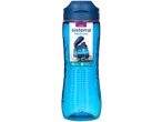 Garrafa de água azul de 800 ml com tampa, à prova de fugas e resistente a impactos.
