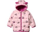 Pink Minnie Mouse puffer jacket with a hood and ears