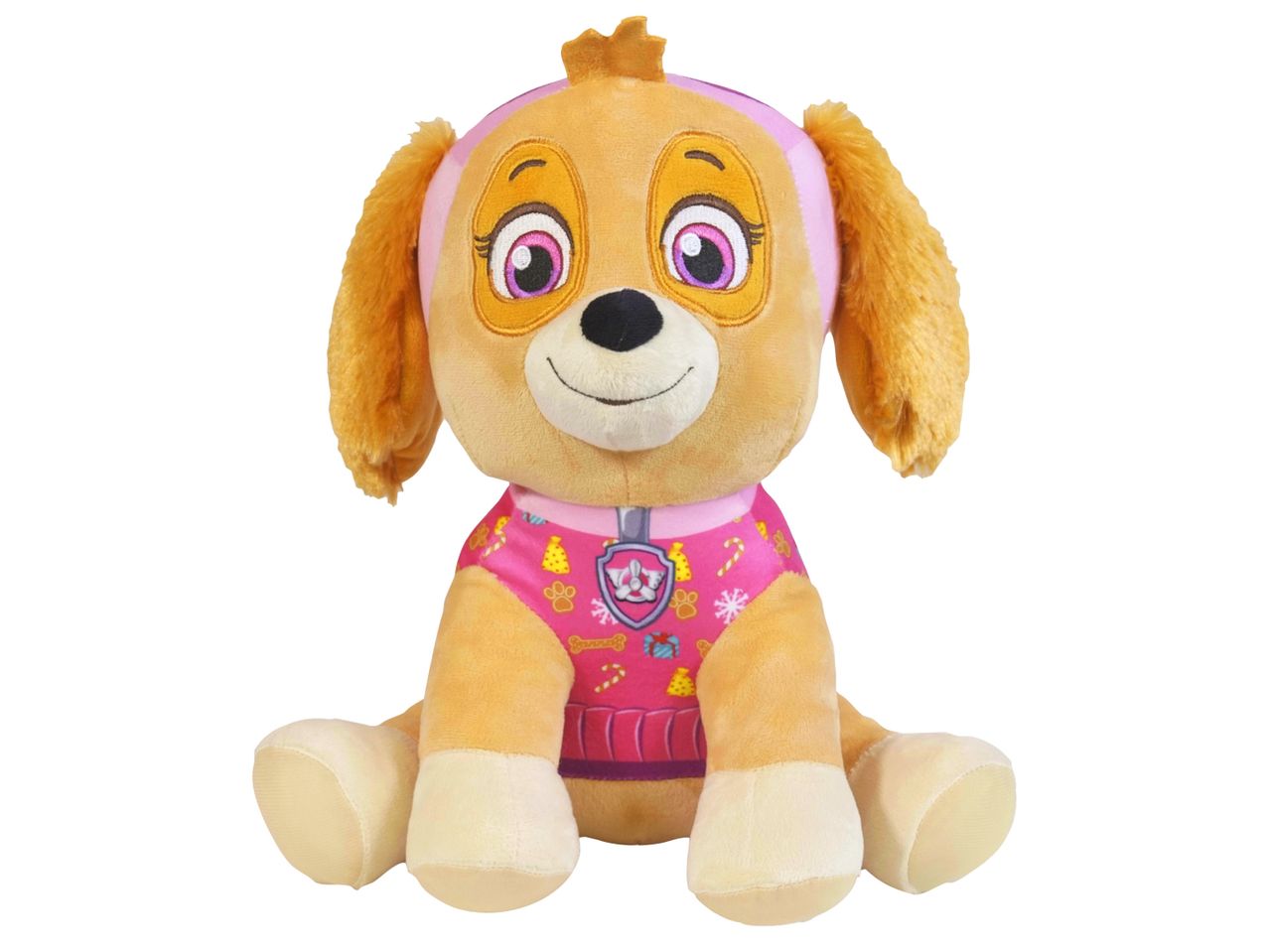 Плюшена играчка Скай от Пес патрул в розов костюм.