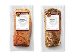 To vakuumpakkede Normark Grisefilet-produkter, den ene med honning-chipotle-marinade og den anden med nordisk marinade.