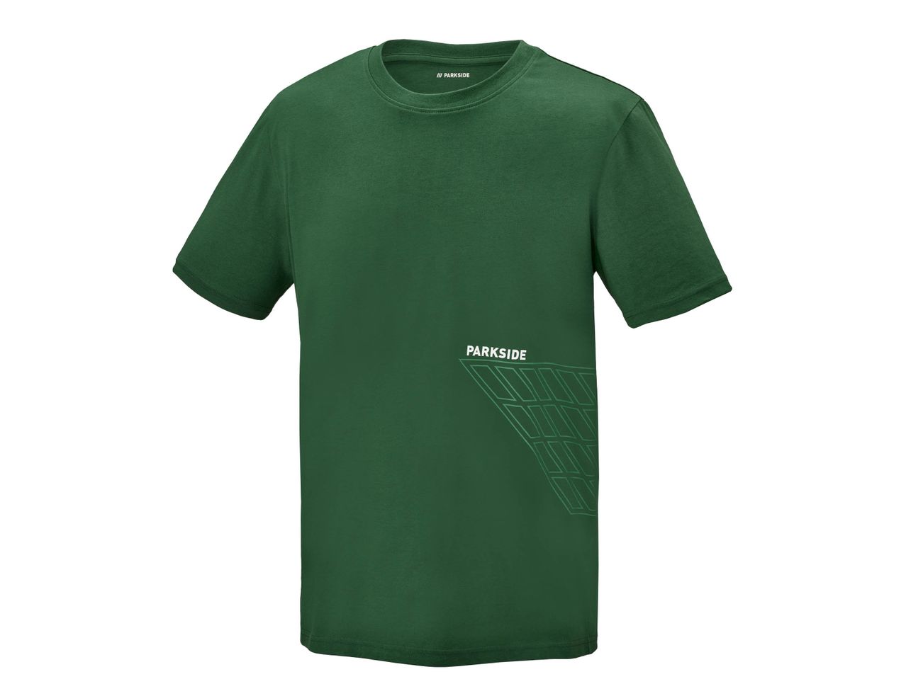 Dark green Parkside t-shirt with a subtle geometric pattern.