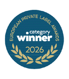 Europæisk Private Label Awards 2026 kategori vinder badge.