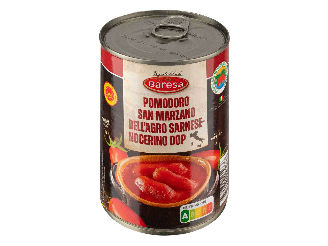 Baresa San Marzano paradicsom konzervdoboz, DOP minősítéssel.