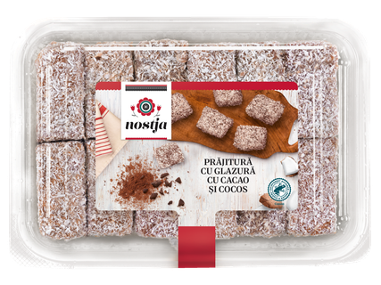 Prăjitură glazurată cu cacao și cocos