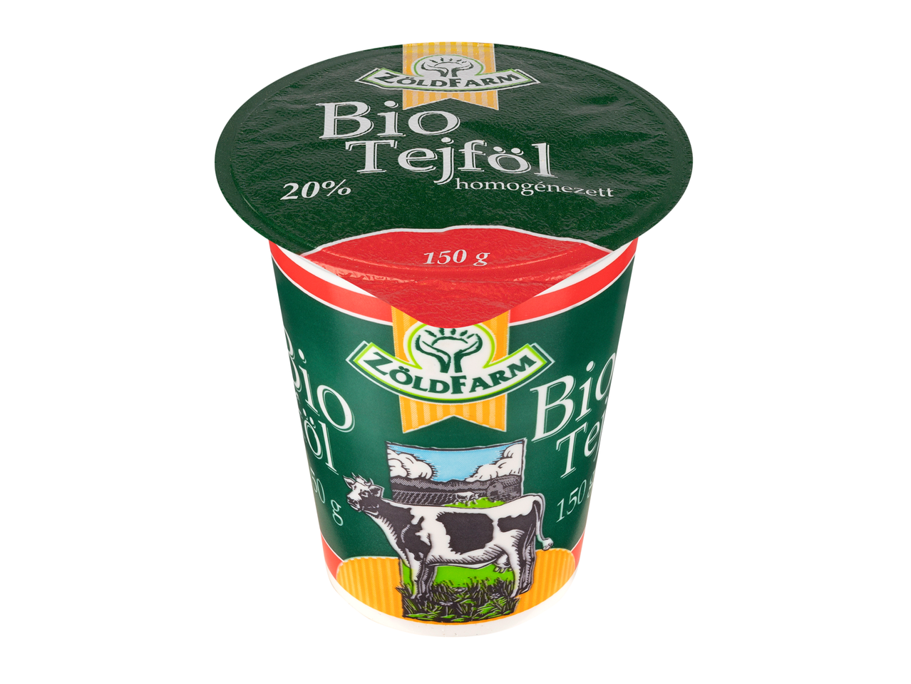Zöldfarm Bio Tejföl homogénezett 20% tejföl, 150g-os pohár