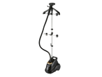 Vaporizador de roupa vertical SILVERCREST preto e dourado.