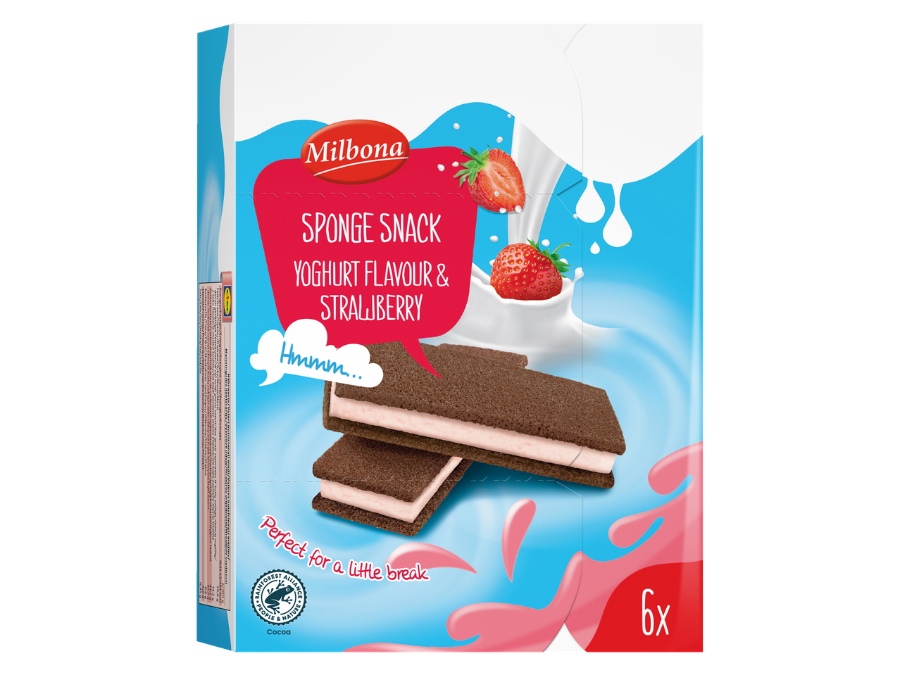 Snacks esponjosos Milbona, sabor iogurte e morango.