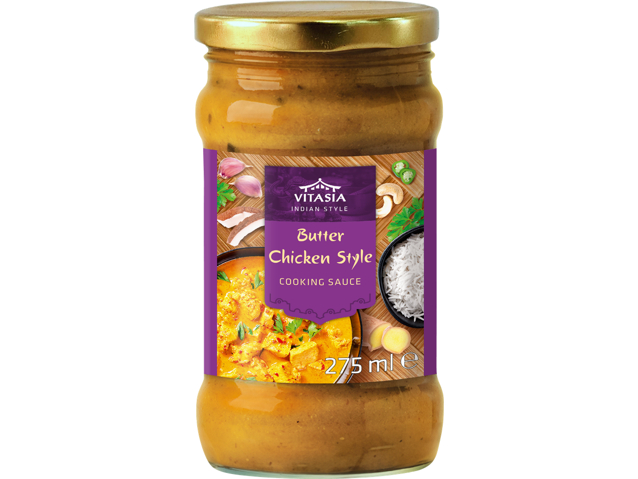 En burk Vitasia Butter Chicken Style Cooking Sauce, 275 ml.