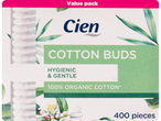 Bețișoare de urechi Cien, 400 bucăți, bumbac organic.