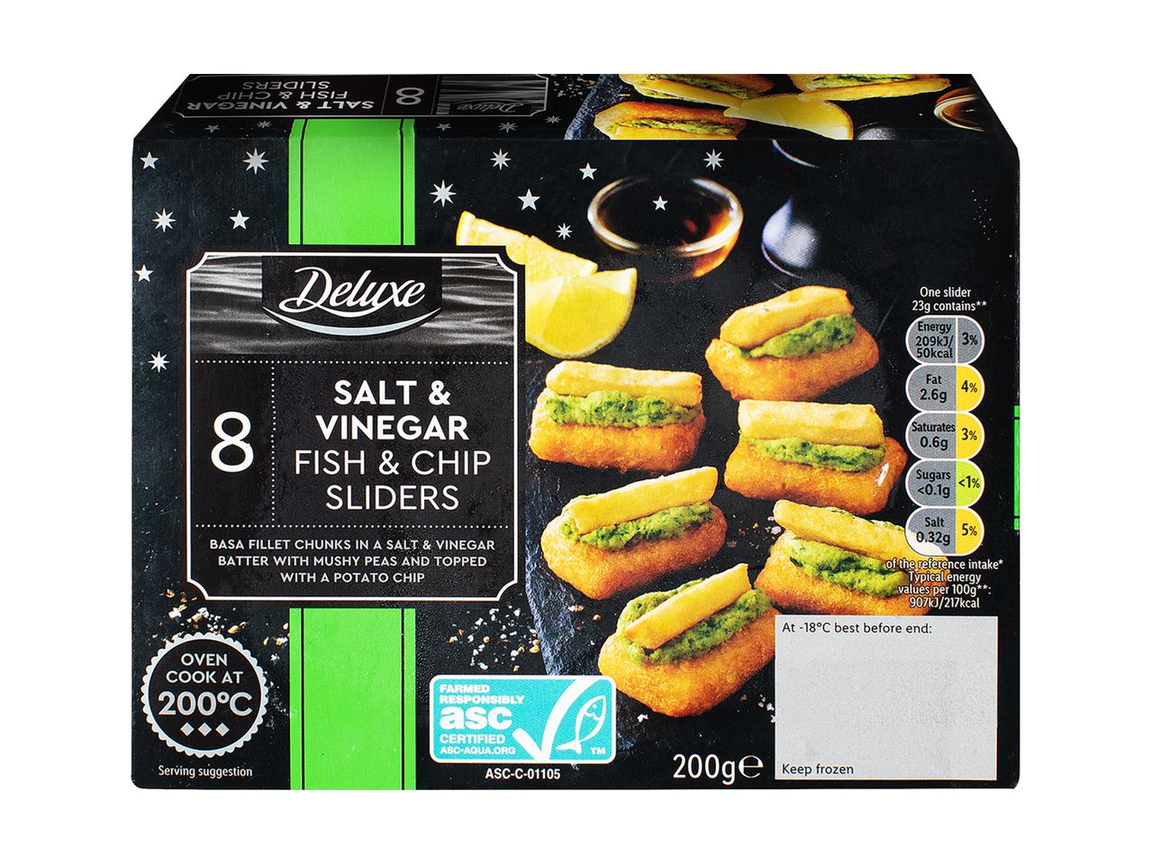 Go to full screen view: Deluxe Fish, Chip and Pea Basket/Salt and Vinegar Fish Slider - Image 1
