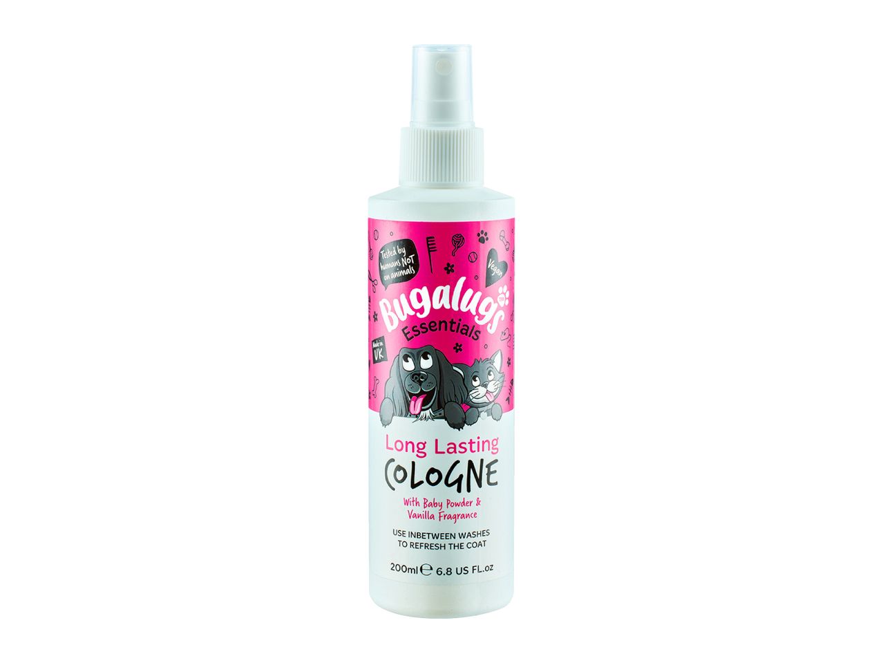 Pet cologne with baby powder and vanilla fragrance, 200ml.
