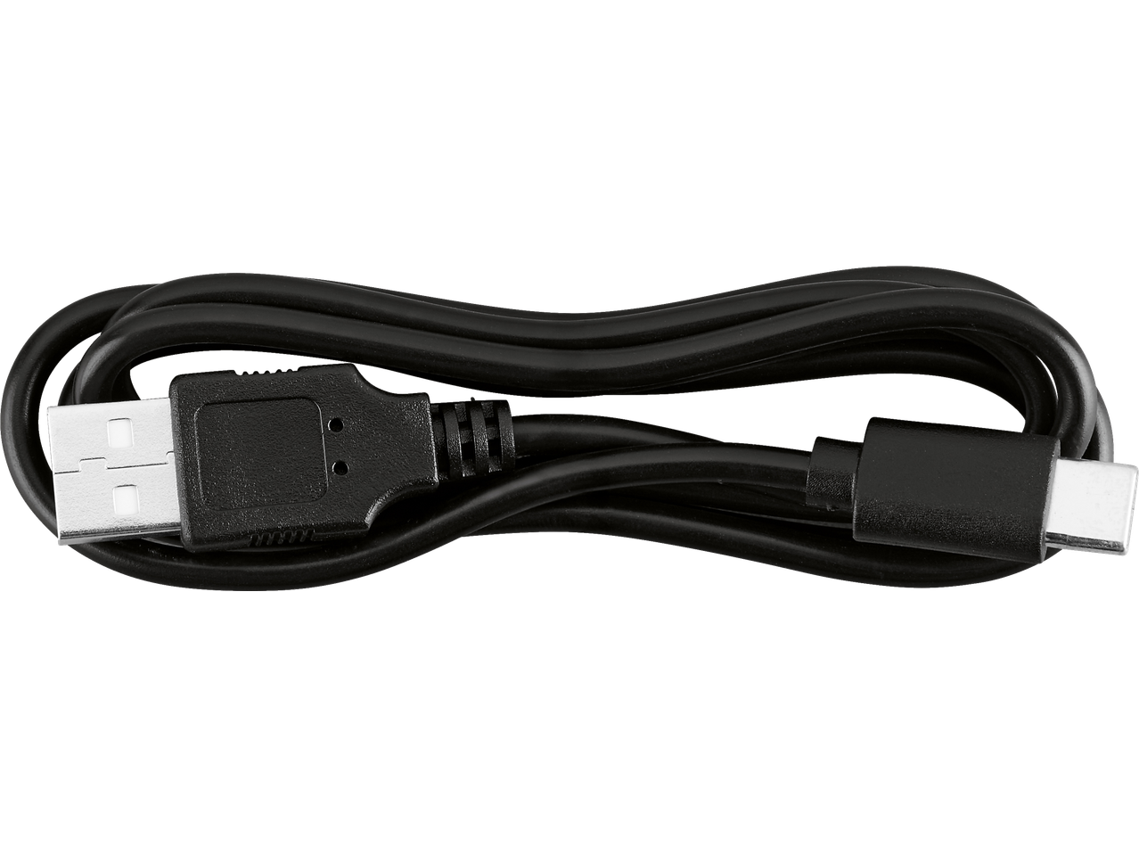 Cablu USB-A la USB-C negru, înfășurat