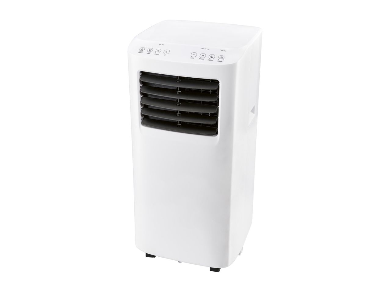 A white portable air conditioner unit.
