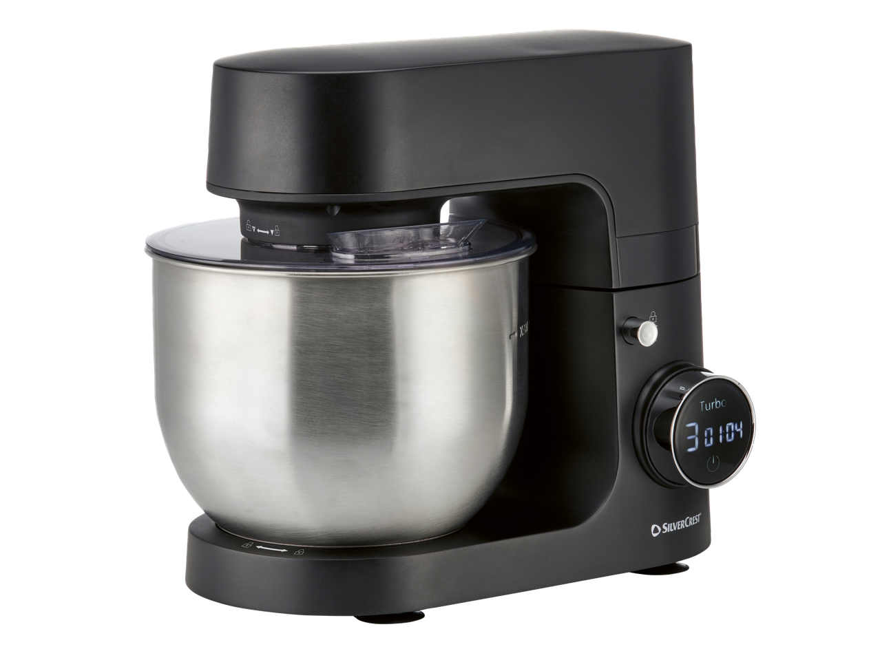 Melns SILVERCREST® virtuves mikseris ar nerūsējošā tērauda bļodu un digitālo displeju