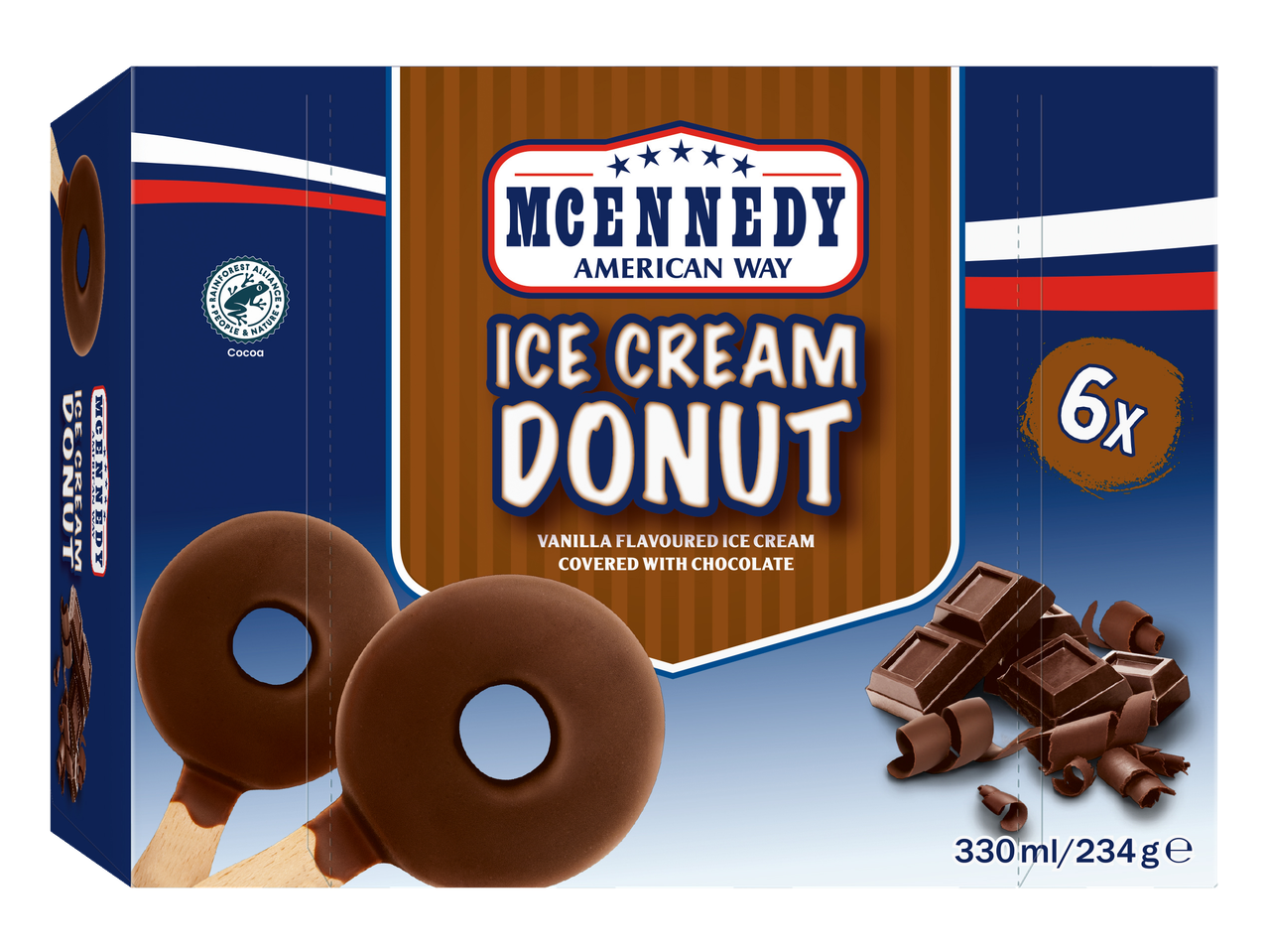 Cutie de înghețată MCENNEDY Ice Cream Donut cu vanilie și ciocolată, 6 bucăți.