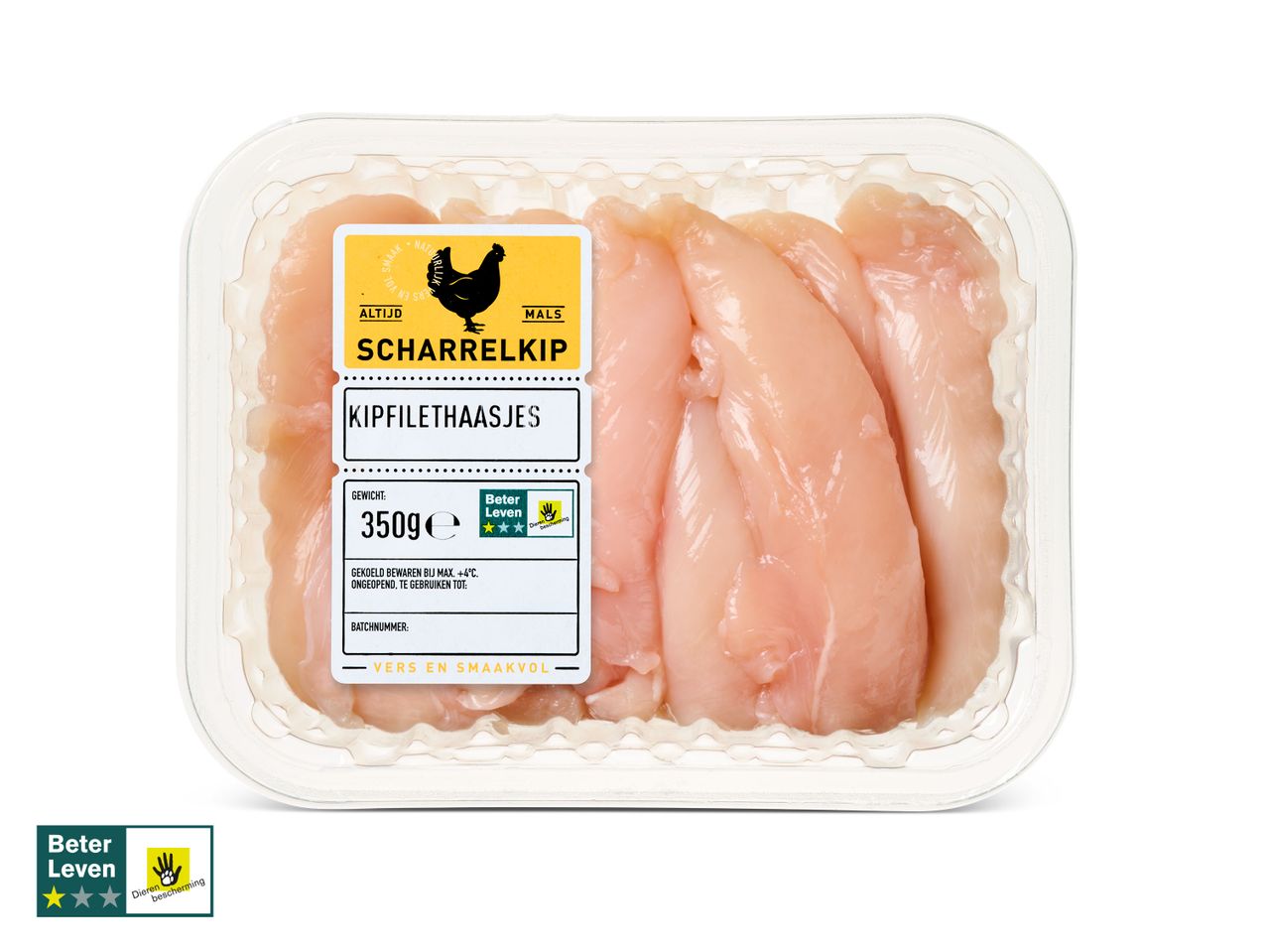Kipfilethaasjes, 350g, Beter Leven.