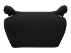 Black car booster seat with green belt guides