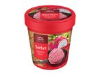 Dragon fruit sorbet in a red tub with a Chinese style label