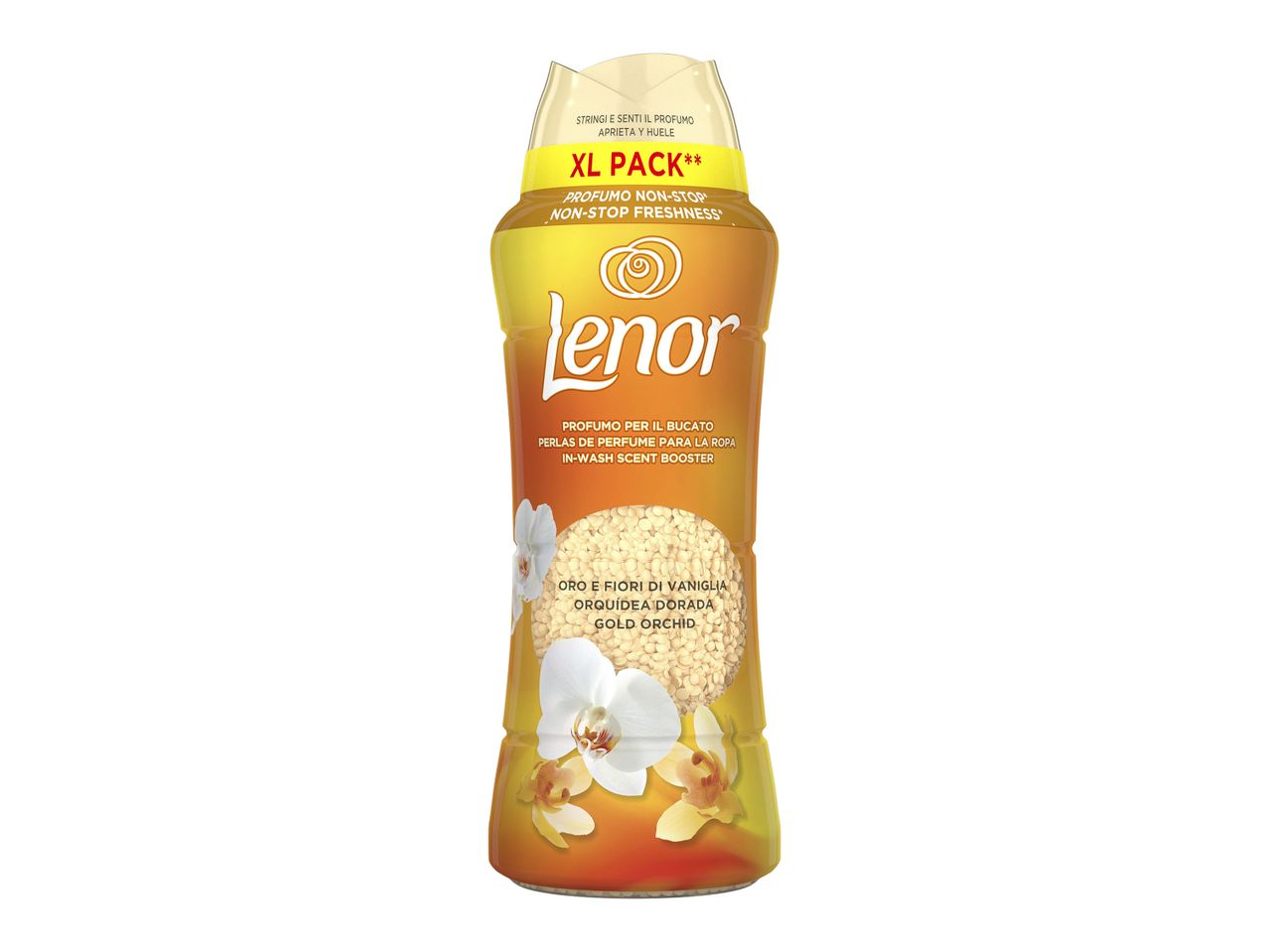 Μπουκάλι Lenor In-Wash Scent Booster με άρωμα Gold Orchid.