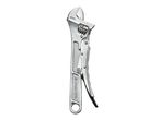 A silver adjustable wrench.