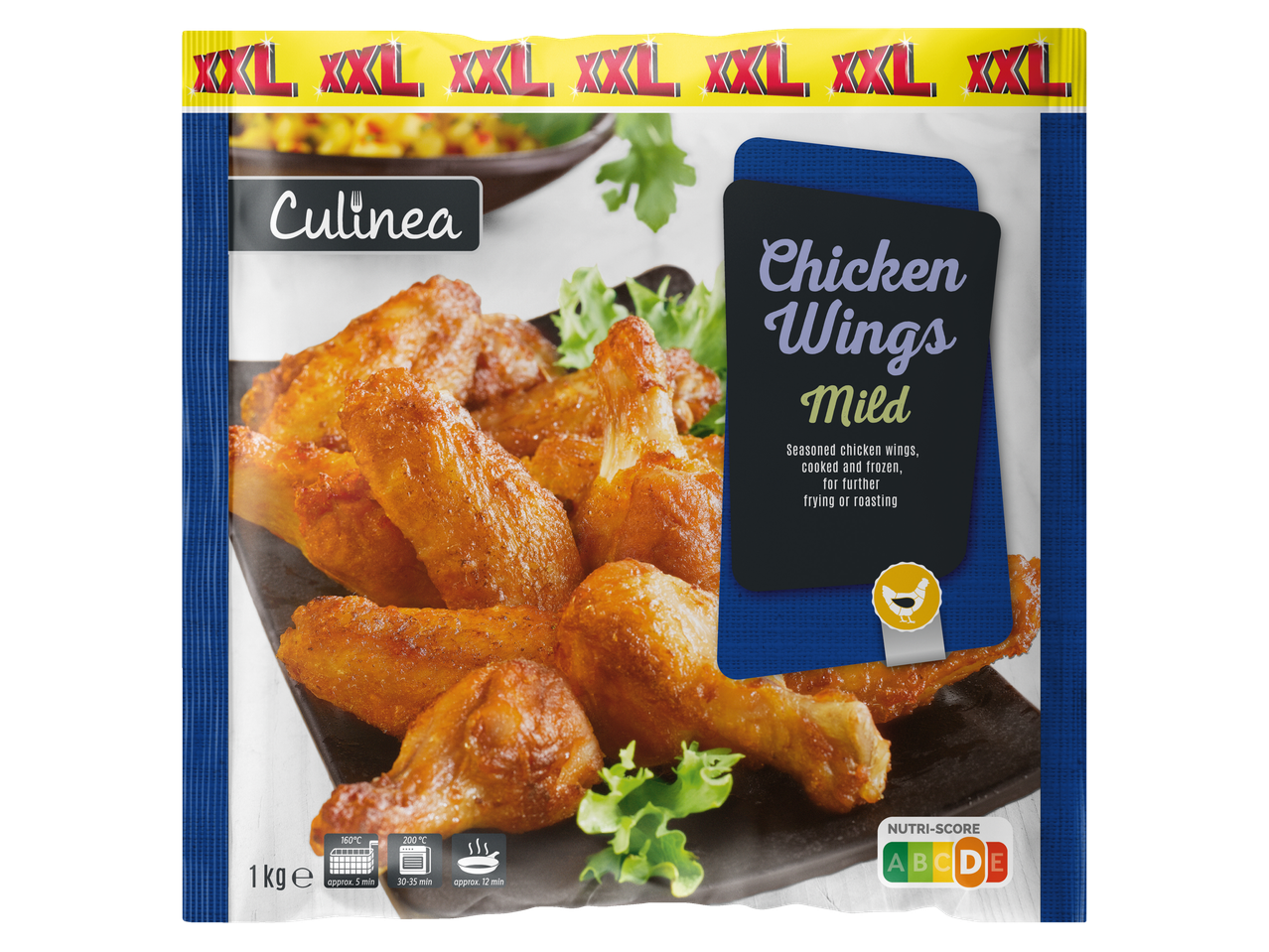 Culinea XXL Kippenvleugels Mild: gekruid, gekookt en bevroren, klaar om te bakken of te roosteren.