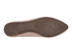 Bottom view of a light brown women's flat shoe with a textured sole.