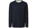 ESMARA MEN Henley majica z dolgimi rokavi, temno modra, z vafelj teksturo.