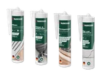 Vier Parkside-Produkte: Silikon, Kleben & Abdichten, Montagekleber und Riss- und Putz-Acryl.