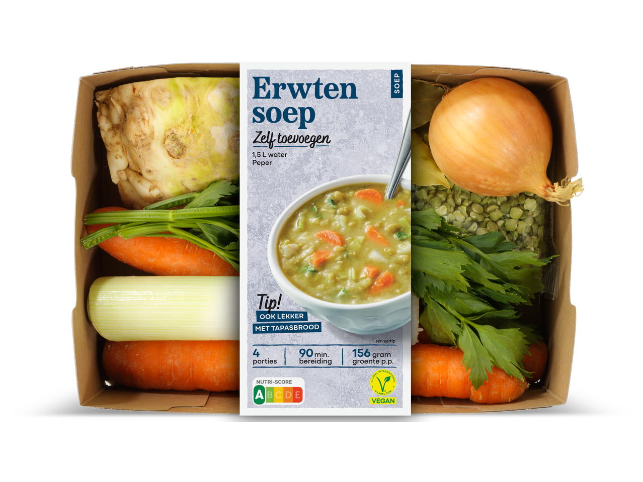 Verspakket erwtensoep met groenten en kruiden