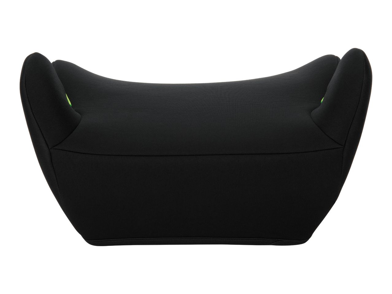 Top-down view of a black bean bag chair with a subtle green accent on the sides.