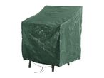 Green protective cover for garden furniture, with a drawstring at the bottom.