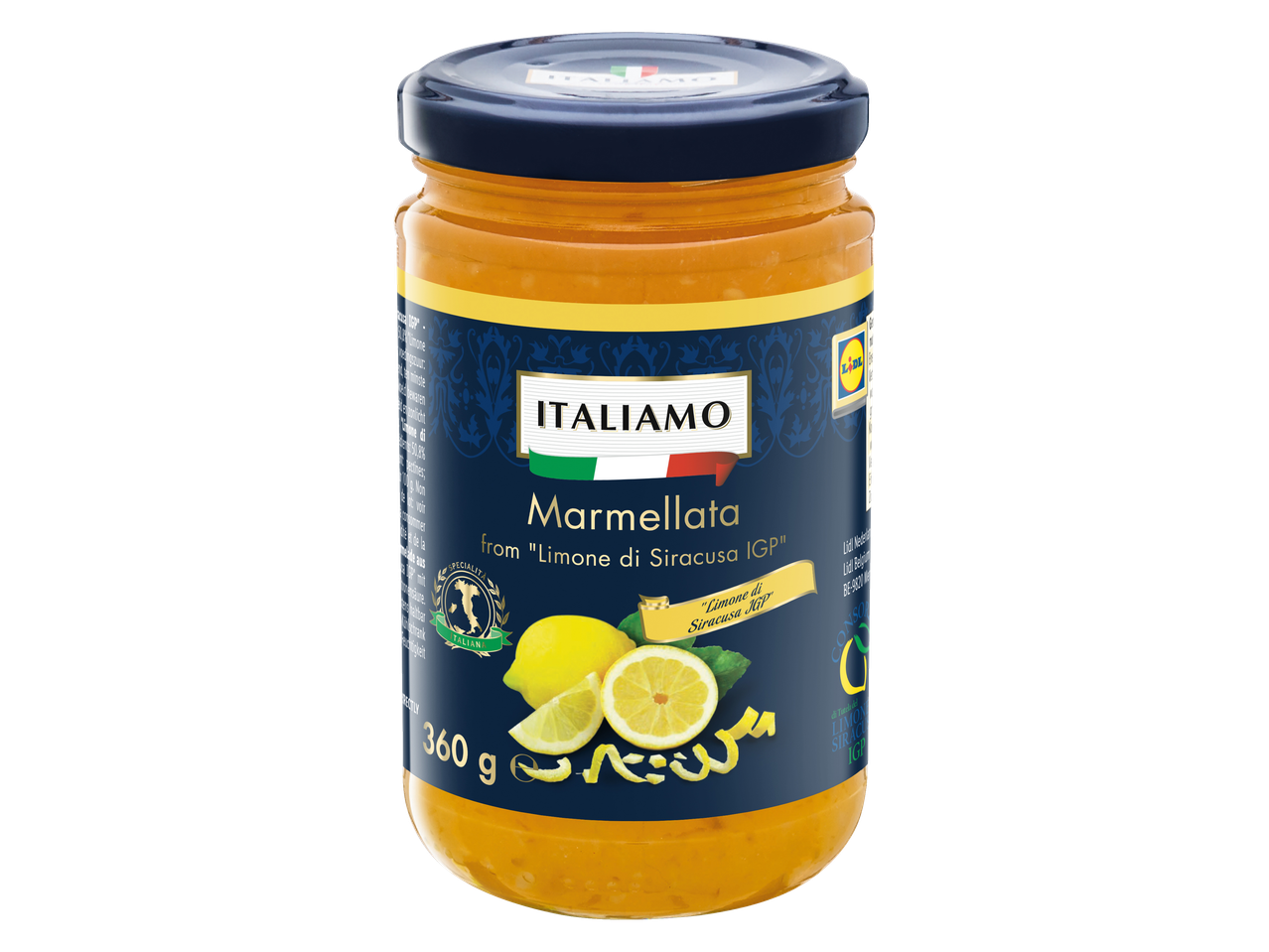 ITALIAMO Sicilia IGP citroenmarmelade in een pot.
