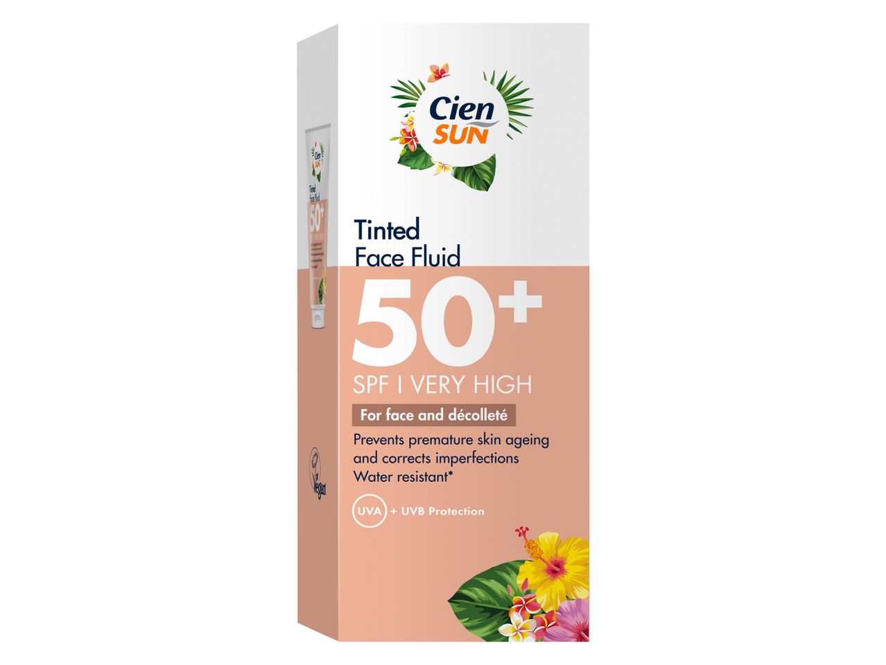 Αντηλιακό προσώπου με χρώμα SPF 50+, για πρόληψη γήρανσης και ατέλειες, αδιάβροχο.