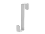 A white over-the-door hook, designed for hanging items.