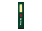 PARKSIDE LED work light with a red power button on a green body