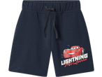 Dark blue children's shorts with a red race car graphic and 'LIGHTNING McQueen' text.
