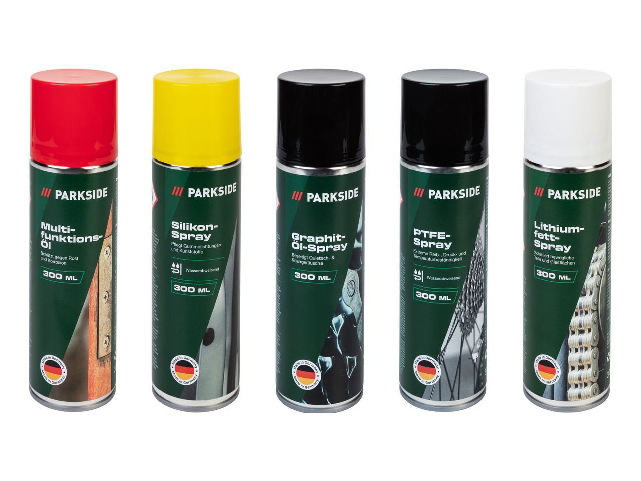 PARKSIDE® Lithiumfett-Spray Silikon-/ PTFE-/ Multifunktions-Öl/ Graphitöl-/