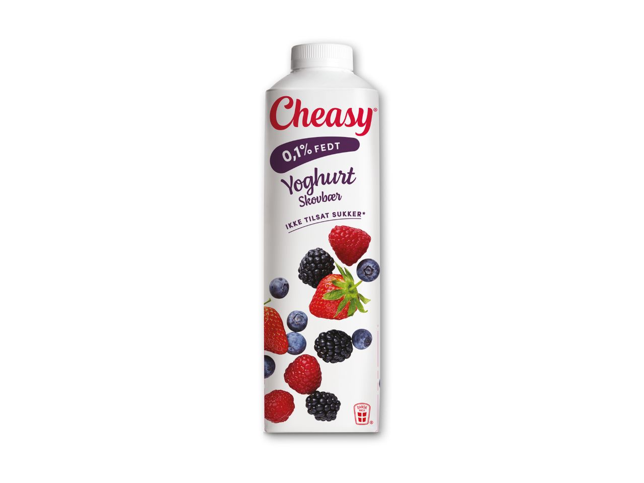 Cheasy 0,1% fedt yoghurt med skovbær, uden tilsat sukker.