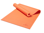 Оранжева постелка за упражнения Crivit, частично навита.