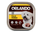 Patê Orlando com Frango para cães, promove ossos fortes e proteção celular.