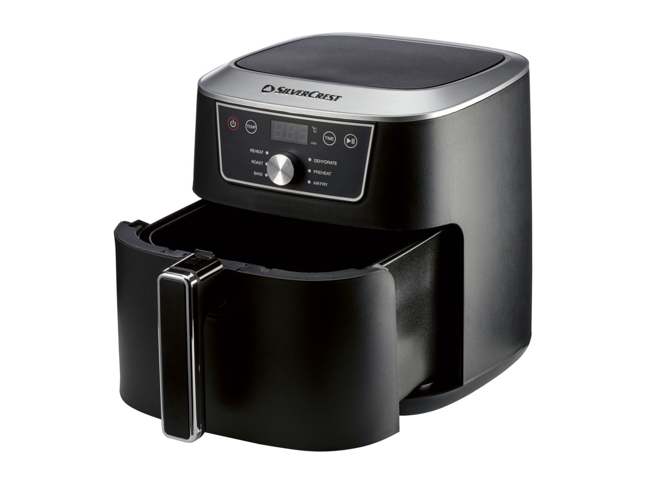 Silvercrest air fryer with digital display and pull-out basket