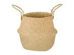 Woven seagrass belly basket with handles