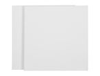Two blank white stretched canvases, one slightly behind the other, on a white background.