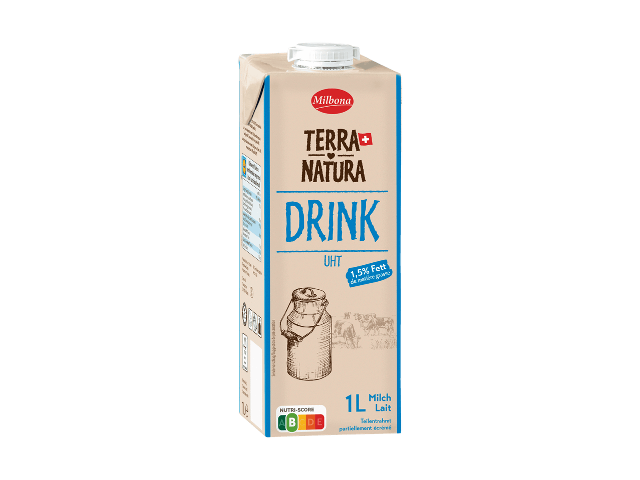 Milchgetränk mit 1,5% Fett, UHT, 1 Liter, Nutri-Score A-E