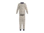 Children's pajamas with a dinosaur pattern, featuring a long-sleeved top and matching pants.