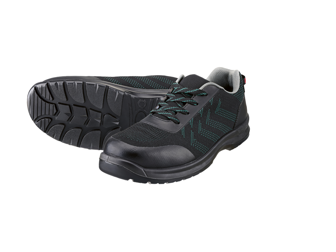 Parkside® S1P Safety Shoes, black with green accents, showing sole detail.