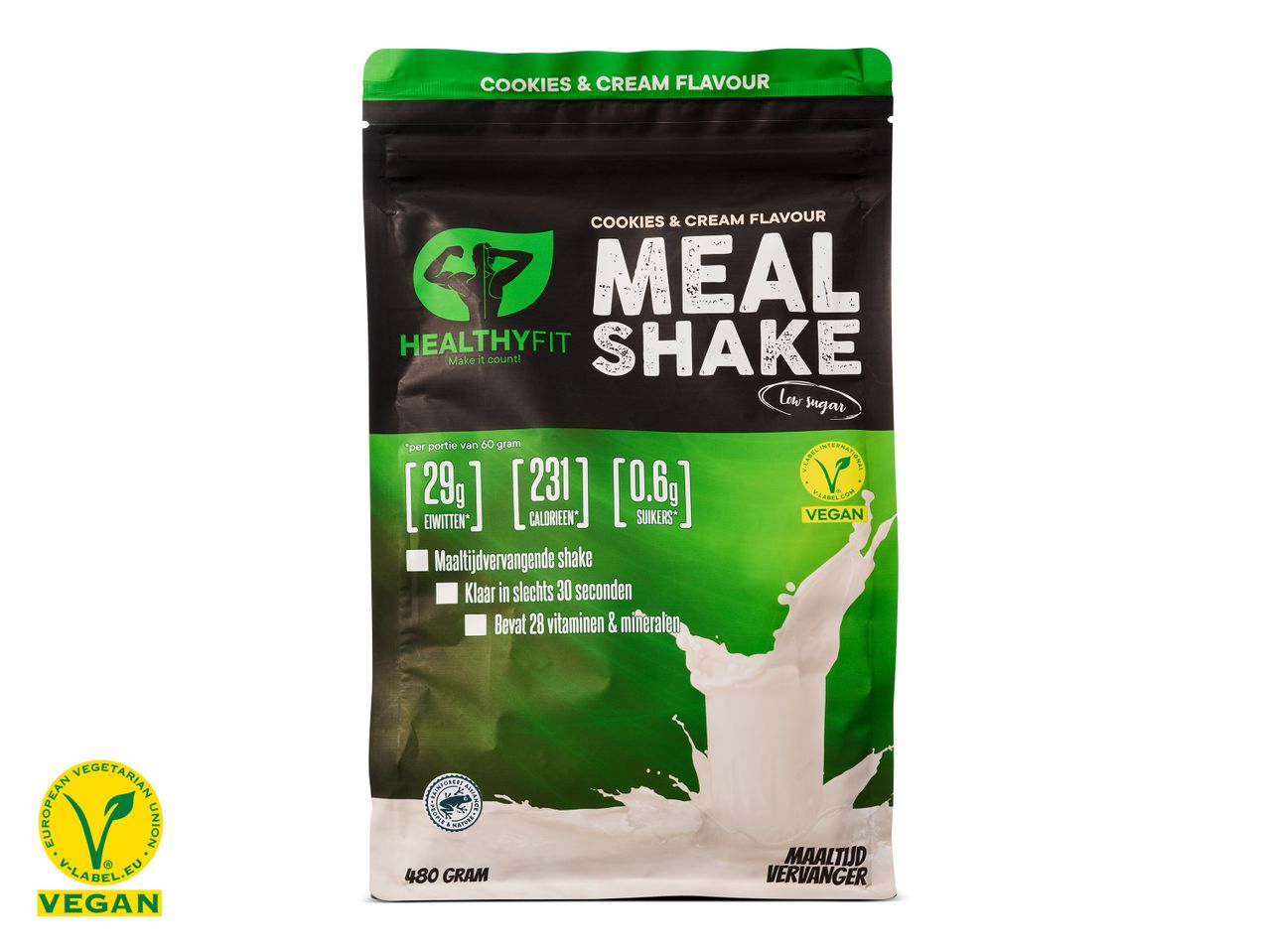 Ga naar volledige schermweergave: Vegan maaltijdshake cookies & cream - afbeelding 1