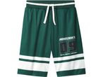 Minecraft boys' green athletic shorts with white stripes and number 09.