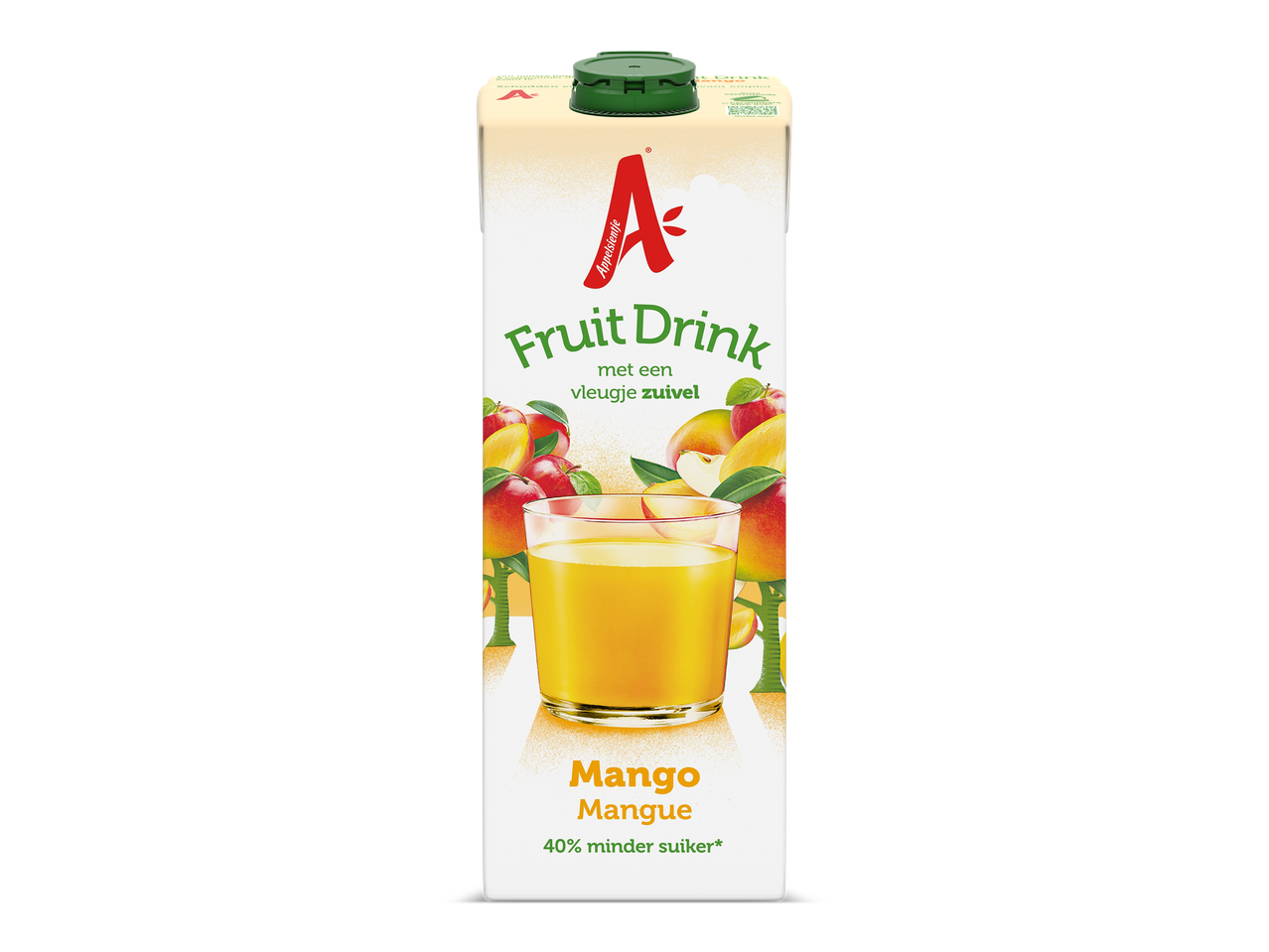 Fruitdrank met mangosmaak en 40% minder suiker.